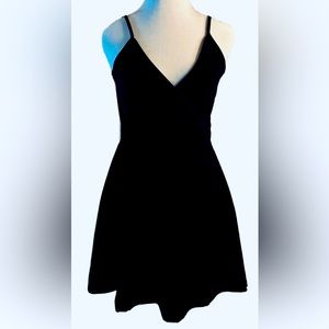 Velma Ladder Trim Flare Women’s Black Stretch Spaghetti Strap Mini Dress Size M